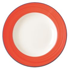 Тарелка круглая с красным бортом D 24 см, Bahamas 2, Rak Porcelain