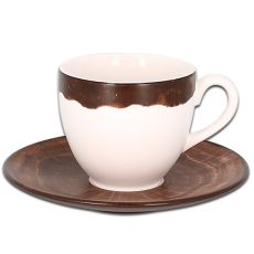 Чашка круглая с темно-коричневым бортом 280 мл, WoodArt, Rak Porcelain