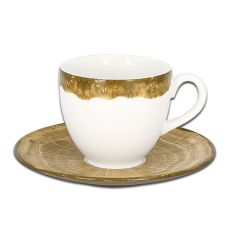 Чашка круглая с зеленым бортом 200 мл, WoodArt, Rak Porcelain
