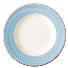 Тарелка круглая глубокая с голубым бортом D 23 см, Bahamas 2, Rak Porcelain