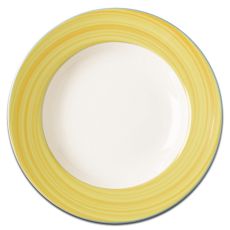 Тарелка круглая с желтым бортом D 24 см, Bahamas 2, Rak Porcelain