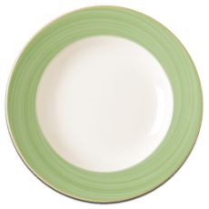 Тарелка круглая с зеленым бортом D 24 см, Bahamas 2, Rak Porcelain