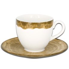 Чашка круглая с зеленым бортом 280 мл, WoodArt, Rak Porcelain