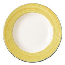 Тарелка круглая с желтым бортом D 21 см, Bahamas 2, Rak Porcelain
