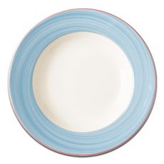 Тарелка круглая с голубым бортом D 21 см, Bahamas 2, Rak Porcelain