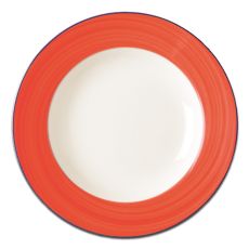 Тарелка круглая с красным бортом D 21 см, Bahamas 2, Rak Porcelain