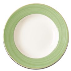 Тарелка круглая глубокая с зеленым бортом D 23 см, Bahamas 2, Rak Porcelain