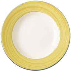 Тарелка круглая с желтым бортом D 27 см, Bahamas 2, Rak Porcelain