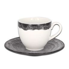 Чашка круглая с серым бортом 200 мл, WoodArt, Rak Porcelain