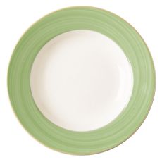 Тарелка круглая глубокая с зеленым бортом D 26 см, Bahamas 2, Rak Porcelain