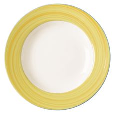 Тарелка круглая глубокая с желтым бортом D 26 см, Bahamas 2, Rak Porcelain