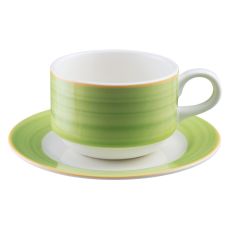 Блюдце круглое с зеленым бортом D 15 см, Bahamas 2, Rak Porcelain