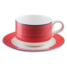 Блюдце круглое с красным бортом D 15 см, Bahamas 2, Rak Porcelain
