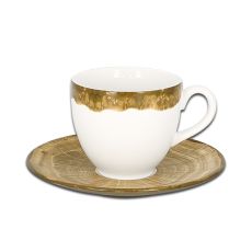Чашка круглая с зеленым бортом 90 мл, WoodArt, Rak Porcelain
