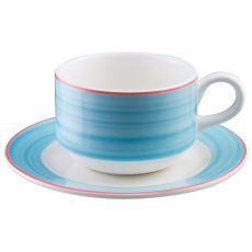 Блюдце круглое с голубым бортом D 15 см, Bahamas 2, Rak Porcelain