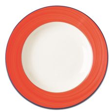 Тарелка круглая глубокая с красным бортом D 23 см, Bahamas 2, Rak Porcelain