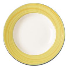Тарелка круглая глубокая с желтым бортом D 23 см, Bahamas 2, Rak Porcelain