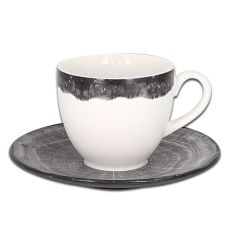 Чашка круглая с серым бортом 230 мл, WoodArt, Rak Porcelain