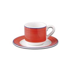 Блюдце круглое с красным бортом D 13 см, Bahamas 2, Rak Porcelain