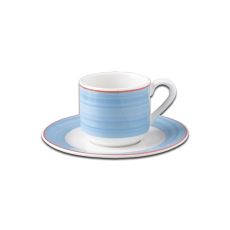 Блюдце круглое с голубым бортом D 13 см, Bahamas 2, Rak Porcelain