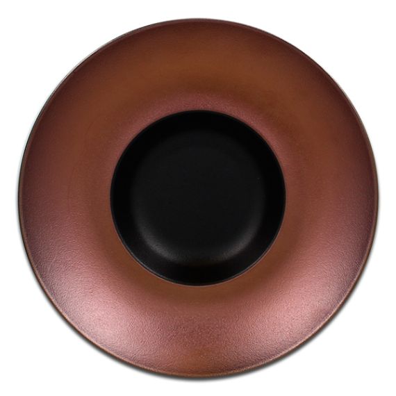 Тарелка круглая глубокая "Gourmet" с бронзовым бортом D 26 см, Metalfusion, Rak Porcelain