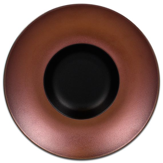 Тарелка круглая глубокая "Gourmet" с бронзовым бортом D 29 см, Metalfusion, Rak Porcelain