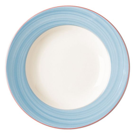 Тарелка круглая глубокая с голубым бортом D 26 см, Bahamas 2, Rak Porcelain