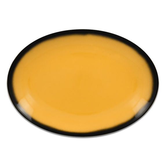 Тарелка овальная плоская желтая 32x23 см, Lea, Rak Porcelain
