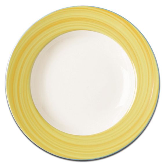 Тарелка круглая с желтым бортом D 24 см, Bahamas 2, Rak Porcelain