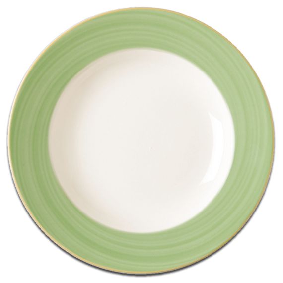 Тарелка круглая с зеленым бортом D 24 см, Bahamas 2, Rak Porcelain