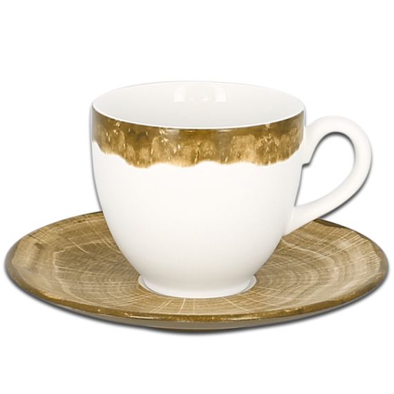 Чашка круглая с зеленым бортом 280 мл, WoodArt, Rak Porcelain