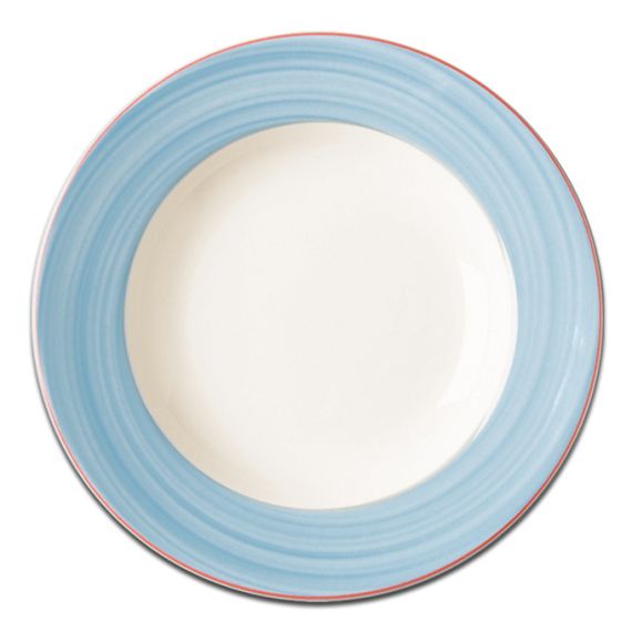 Тарелка круглая с голубым бортом D 21 см, Bahamas 2, Rak Porcelain