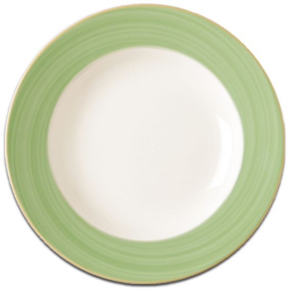 Тарелка круглая с зеленым бортом D 27 см, Bahamas 2, Rak Porcelain