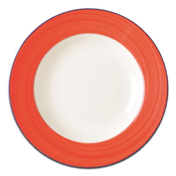 Тарелка круглая с красным бортом D 21 см, Bahamas 2, Rak Porcelain