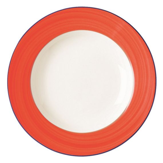 Тарелка круглая глубокая с красным бортом D 26 см, Bahamas 2, Rak Porcelain