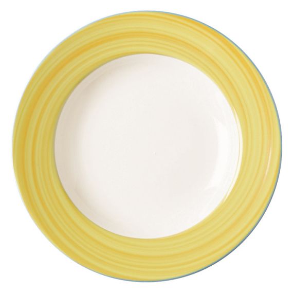 Тарелка круглая глубокая с желтым бортом D 26 см, Bahamas 2, Rak Porcelain