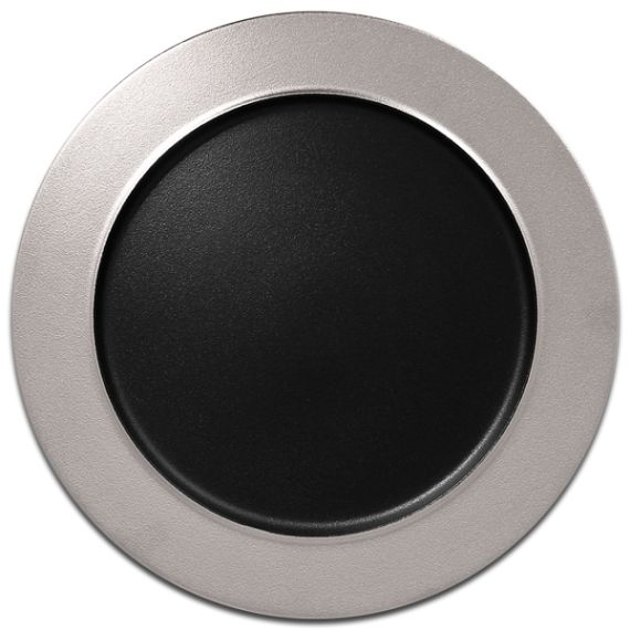 Тарелка с бортиком круглая плоская с серебряным бортом D 32 см, Metalfusion, Rak Porcelain