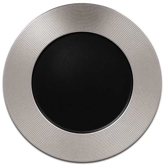 Тарелка круглая плоская с серебряным бортом D 33 см, Metalfusion, Rak Porcelain