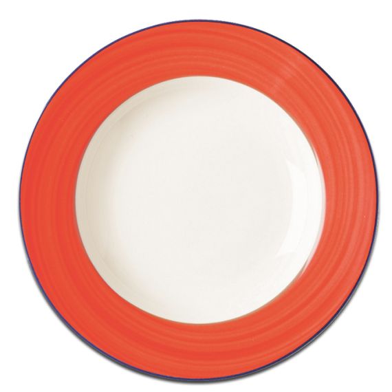 Тарелка круглая глубокая с красным бортом D 23 см, Bahamas 2, Rak Porcelain