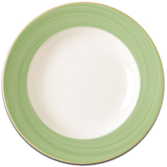 Тарелка круглая с зеленым бортом D 30 см, Bahamas 2, Rak Porcelain