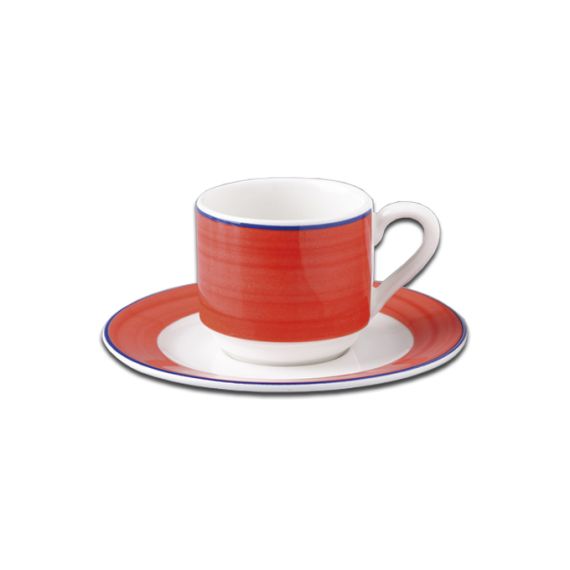Блюдце круглое с красным бортом D 13 см, Bahamas 2, Rak Porcelain