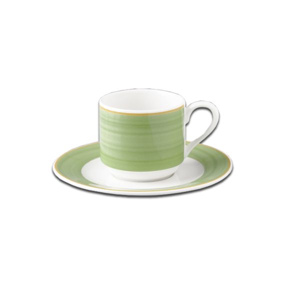 Блюдце круглое с зеленым бортом D 13 см, Bahamas 2, Rak Porcelain