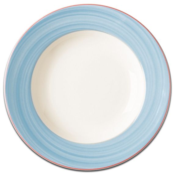 Тарелка круглая с голубым бортом D 30 см, Bahamas 2, Rak Porcelain