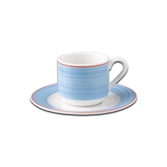 Блюдце круглое с голубым бортом D 13 см, Bahamas 2, Rak Porcelain
